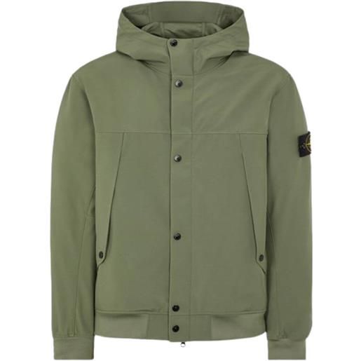Stone Island giubbino uomo light soft shell-r_e. Dye technology in recycled polyester verde militare / m