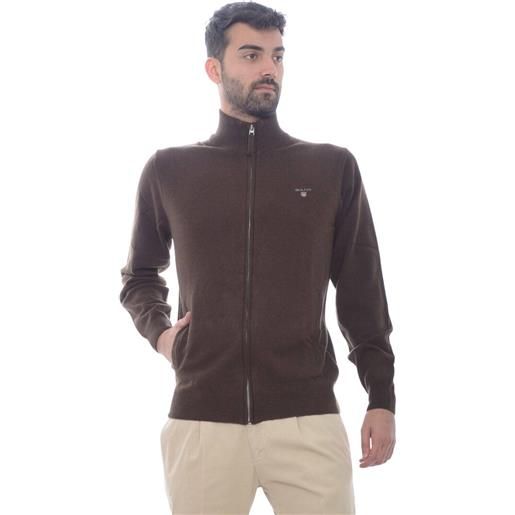 Gant cardigan uomo full zip marrone / m