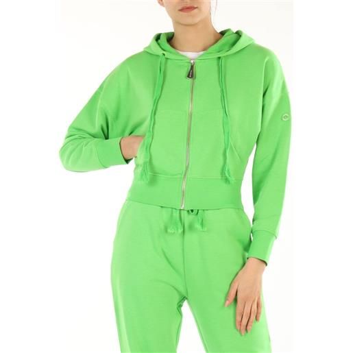 Markup felpa donna con zip e tasca marsupio verde / l