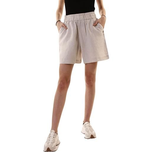 Manila Grace markup shorts donna in lino beige / 38