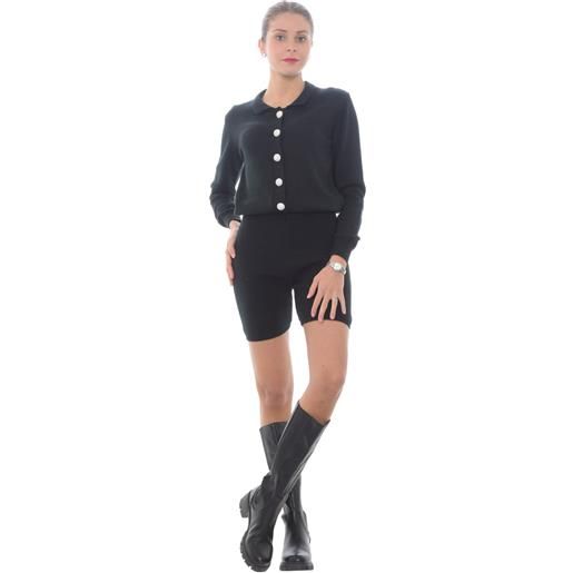 Giulia N Couture tuta jumpsuit donna in maglia nero / xs