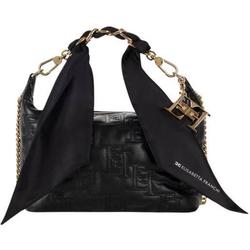 Elisabetta Franchi borsa donna hobo piccola con catena foulard nero / tu