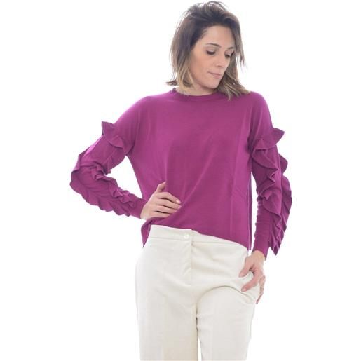 Vicolo maglia donna con rouches alle maniche viola / tu