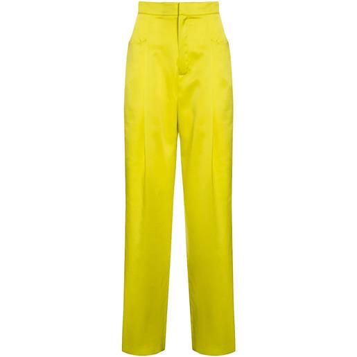 Nine Minutes pantalone donna a vita alta giallo fluo / 40