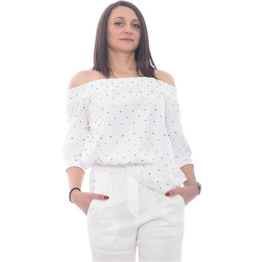 Caliban blusa donna con spalle scese bianco / 42