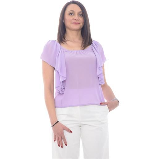 Kaos top donna con rouches lilla / 42