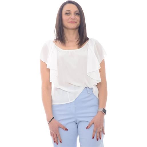 Kaos top donna con rouches bianco / 40