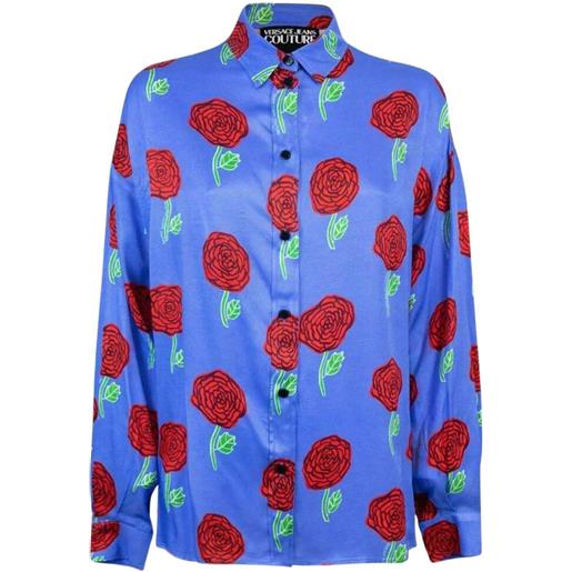 Versace Jeans Couture camicia donna twill print roses bluette / 38