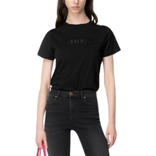 Pinko t shirt donna con logo ricamato start nero / xs
