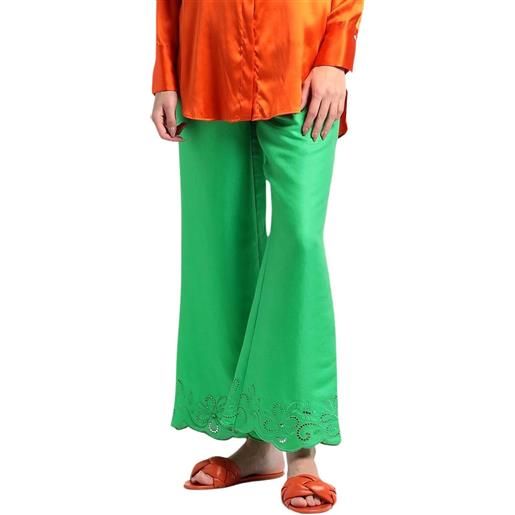 Moschino boutique pantalone donna fondo ondulato in pizzo verde / 42