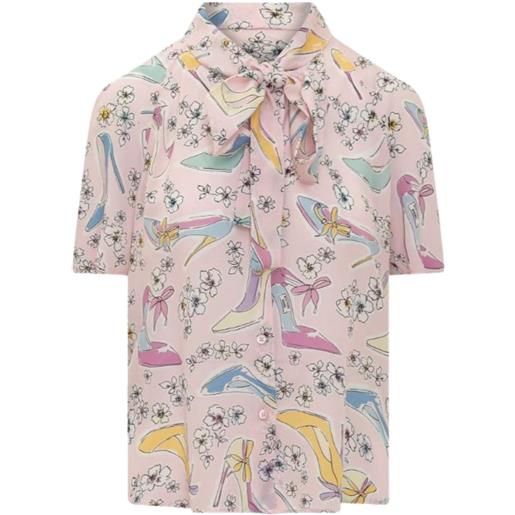 Moschino boutique camicia donna in seta con nodo rosa / 40