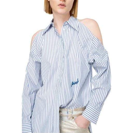 Pinko camicia donna a righe con spalle scoperte canterno blu / 38