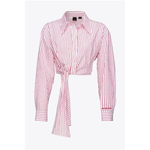 Pinko camicia donna corta seersucker a righe camene fantasia / s