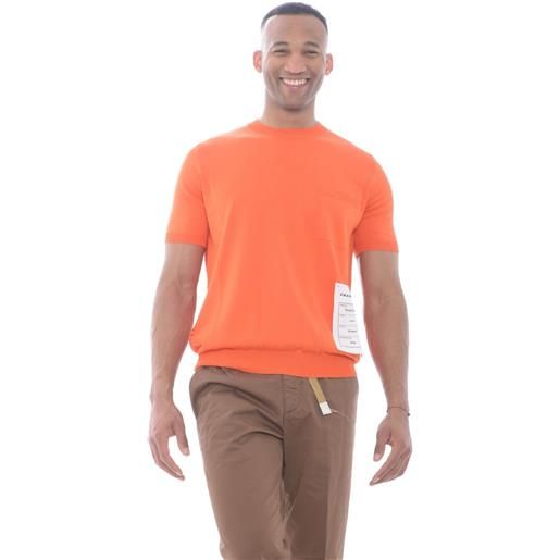 Amaranto t shirt uomo in filo con taschino arancio / s