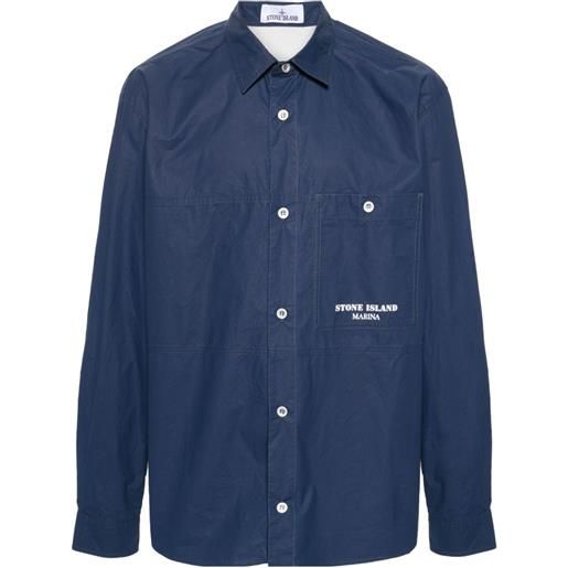Stone Island giacca-camicia con dettaglio a righe - blu