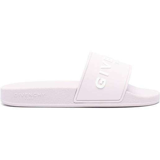 Givenchy sandali slides con logo goffrato - viola