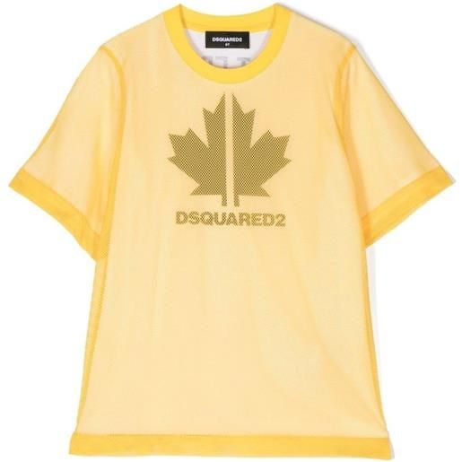 DSQUARED2 t-shirt con rete a contrasto giallo / 8a