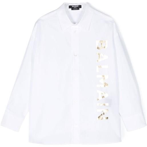 BALMAIN camicia con maxi stampa logo bianco / 12a