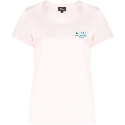 A.P.C. t-shirt logo ricamato rosa / xs