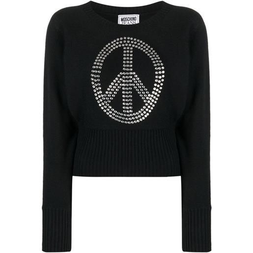 MOSCHINO JEANS maglia con simbolo peace nero / xs
