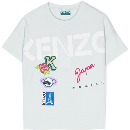 KENZO t-shirt con stampa blu / 8a