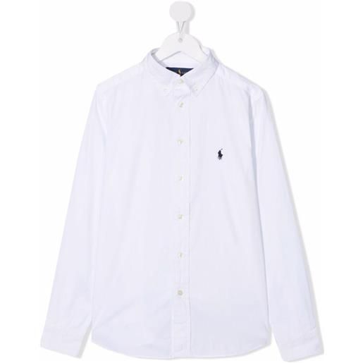 RALPH LAUREN camicia con logo ricamato a contrasto bianco / s