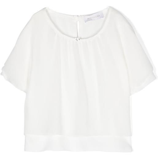 MONNALISA t-shirt con fiocchi sul retro bianco / 10a