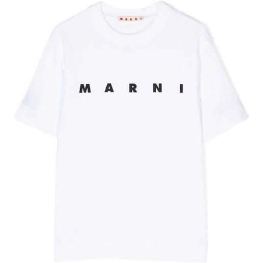 MARNI t-shirt con logo frontale a contrasto bianco / 4a