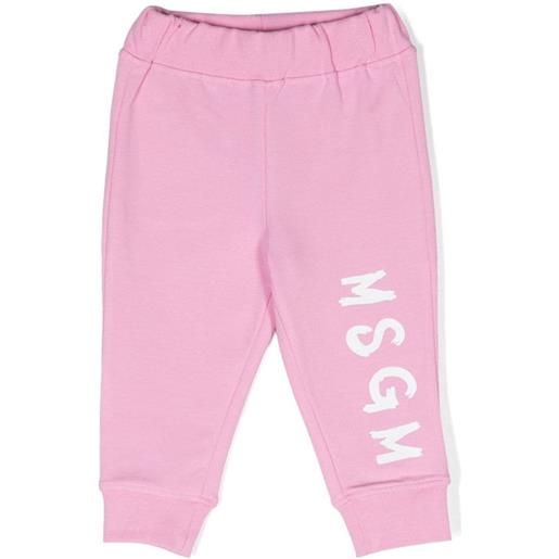 MSGM pantaloni con logo sulla gamba rosa / 9m