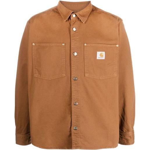 CARHARTT WIP camicia con logo marrone / s