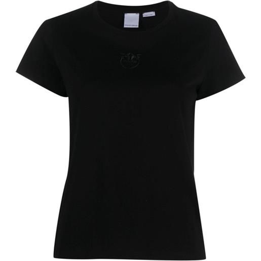 PINKO t-shirt con logo tono su tono nero / xs