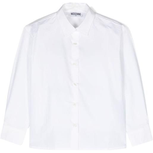 MOSCHINO KID-TEEN camicia con logo e cuore sul retro bianco / 8a