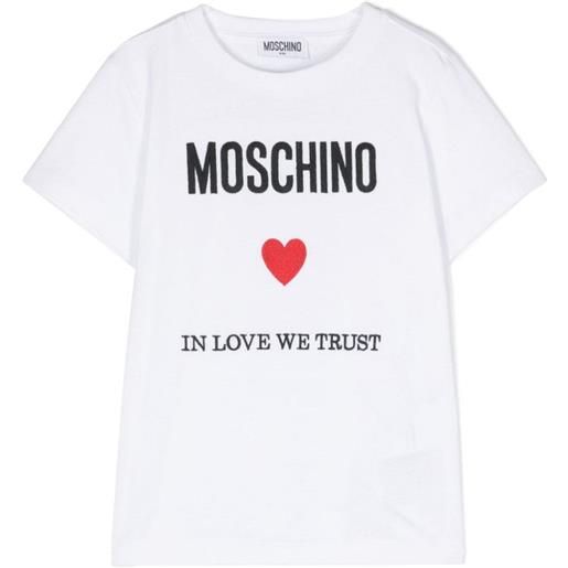 MOSCHINO KID-TEEN t-shirt con cuore e logo del brand bianco / 4a
