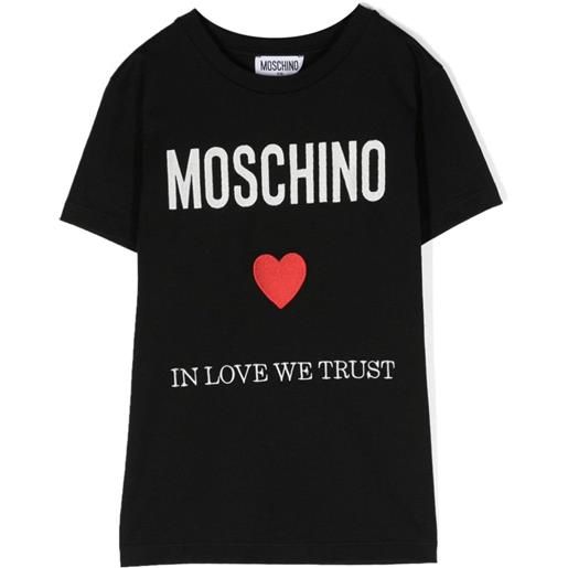 MOSCHINO KID-TEEN t-shirt con cuore e logo del brand nero / 4a