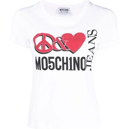 MOSCHINO JEANS t-shirt con stampa bianco / xs
