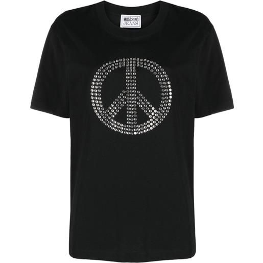 MOSCHINO JEANS t-shirt con strass nero / xs