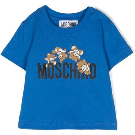 MOSCHINO BABY t-shirt con logo teddy bear blu / 6-9m