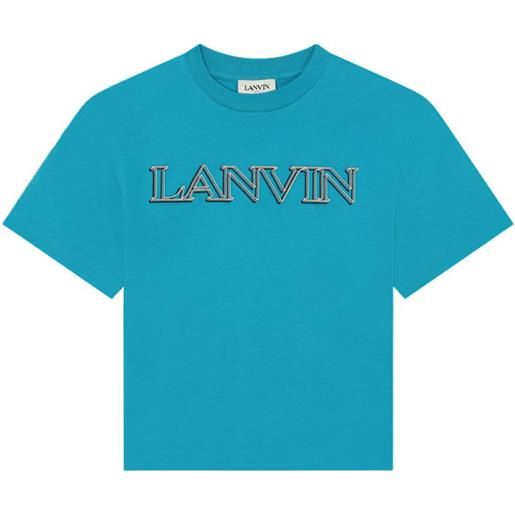 LANVIN t-shirt con logo frontale azzurro / 4a