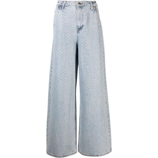 SELF PORTRAIT jeans in denim con strass blu / 39