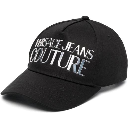 VERSACE JEANS COUTURE cappello con logo frontale a contrasto nero / tu