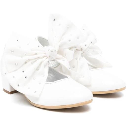 MONNALISA sandali con tacco con maxi fiocco in strass bianco / 33