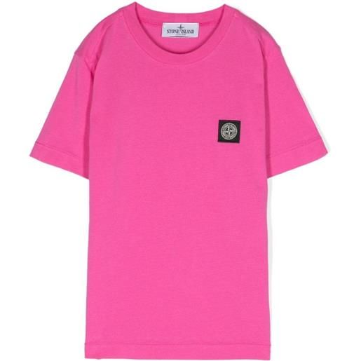 STONE ISLAND t-shirt con mini logo frontale fucsia / 8a