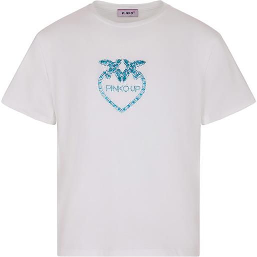 PINKO t-shirt con logo frontale a contrasto bianco / 18m