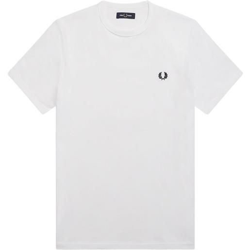 FRED PERRY t-shirt con logo ricamato bianco / s
