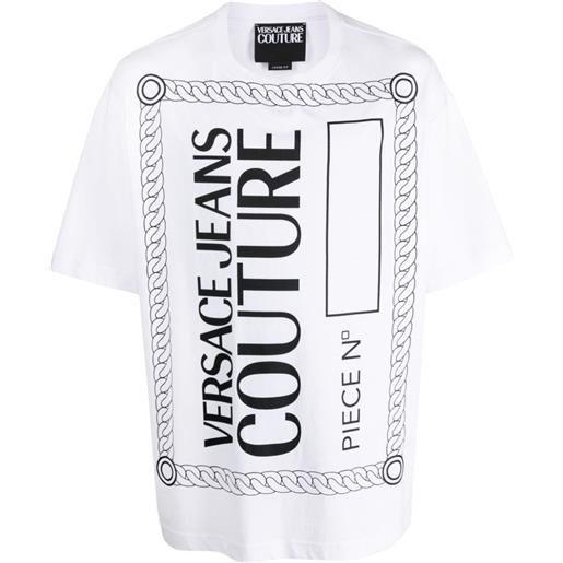 VERSACE JEANS COUTURE t-shirt con maxi logo sul davanti bianco / s