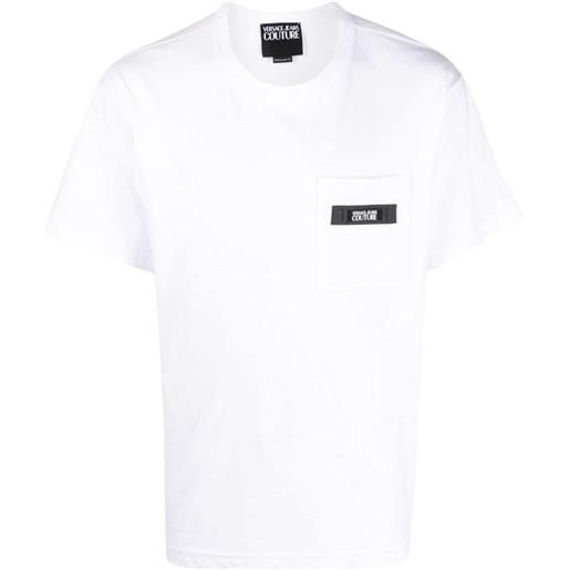 VERSACE JEANS COUTURE t-shirt con mini logo a contrasto bianco / s