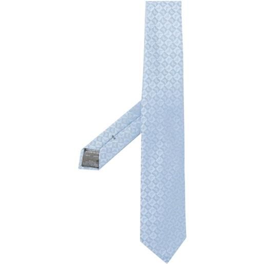 EMPORIO ARMANI cravatta monogram con logo eagle blu / tu