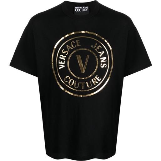 VERSACE JEANS COUTURE t-shirt con logo dorato sul davanti nero / s