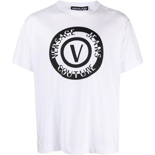 VERSACE JEANS COUTURE t-shirt con logo a contrasto sul davanti bianco / s