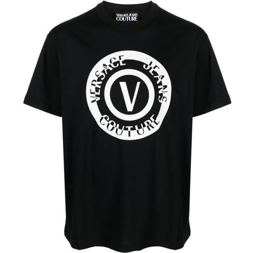 VERSACE JEANS COUTURE t-shirt con logo a contrasto sul davanti nero / s